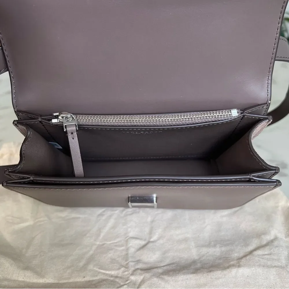 NWOT Tory Burch Eleanor Small Canvas Convertible Shoulder Bag Clam Shell Taupe